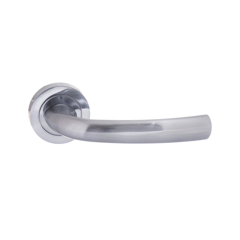 STATUS Nevada Lever Door Handle on Round Rose - Satin Chrome