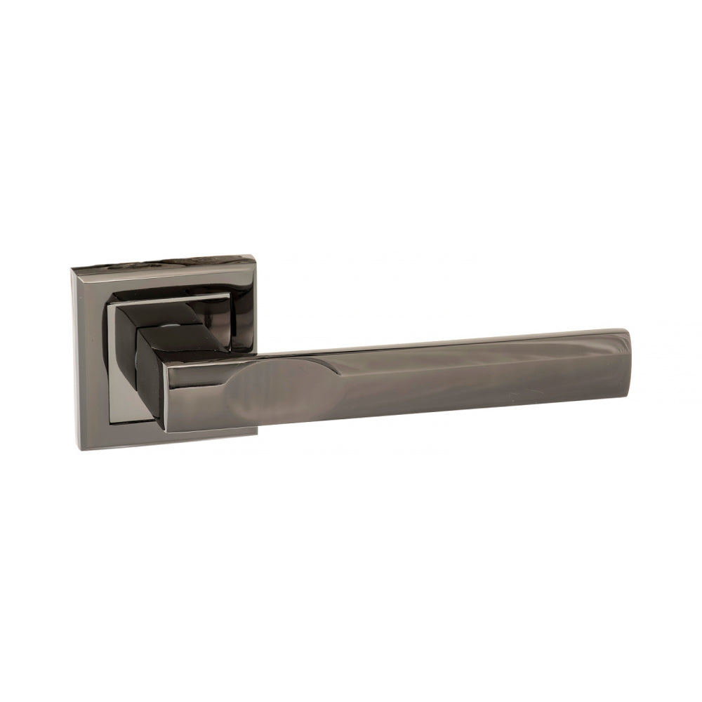 STATUS Kansas Lever Door Handle on Square Rose - Black Nickel