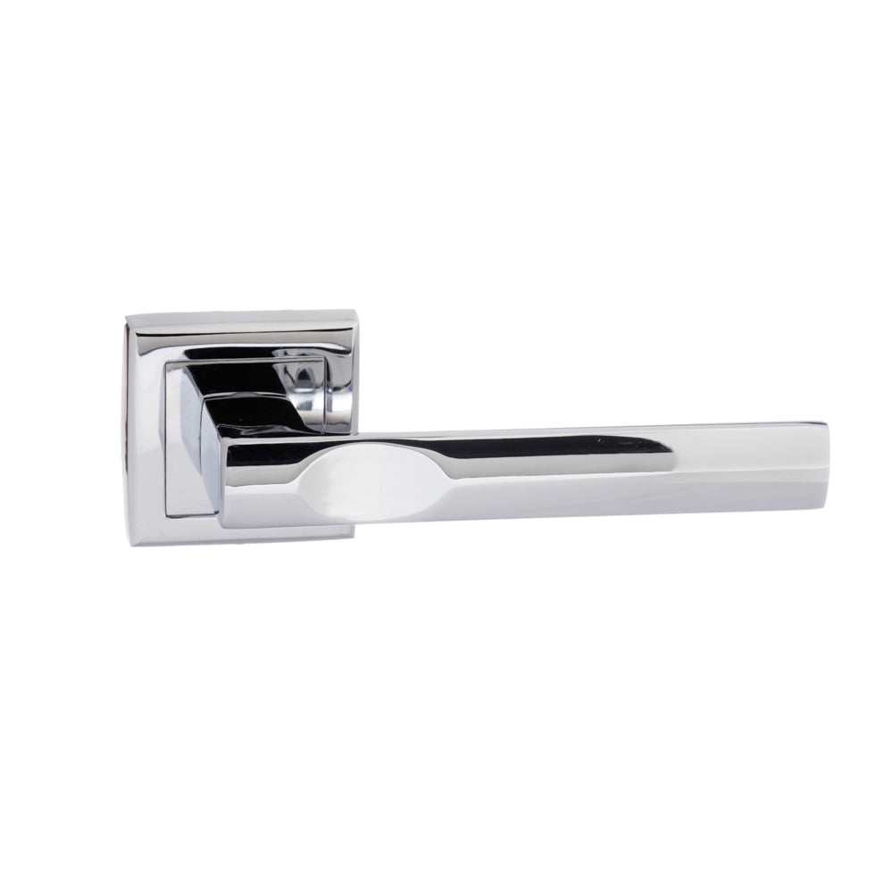 STATUS Kansas Lever Door Handle on Square Rose - Polished Chrome