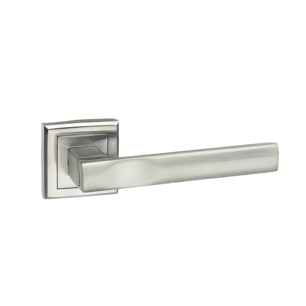 STATUS Kansas Lever Door Handle on Square Rose - Satin Chrome