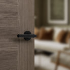 STATUS Nebraska Lever Door Handle on Round Rose