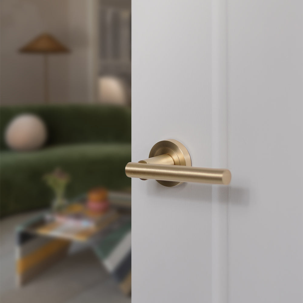 STATUS Nebraska Lever Door Handle on Round Rose