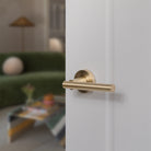 STATUS Nebraska Lever Door Handle on Round Rose