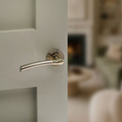 STATUS Indiana Lever Door Handle on Round Rose - Satin Nickel/