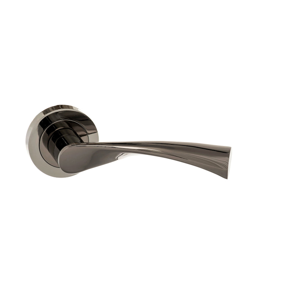STATUS Colorado Lever Door Handle on Round Rose - Black Nickel
