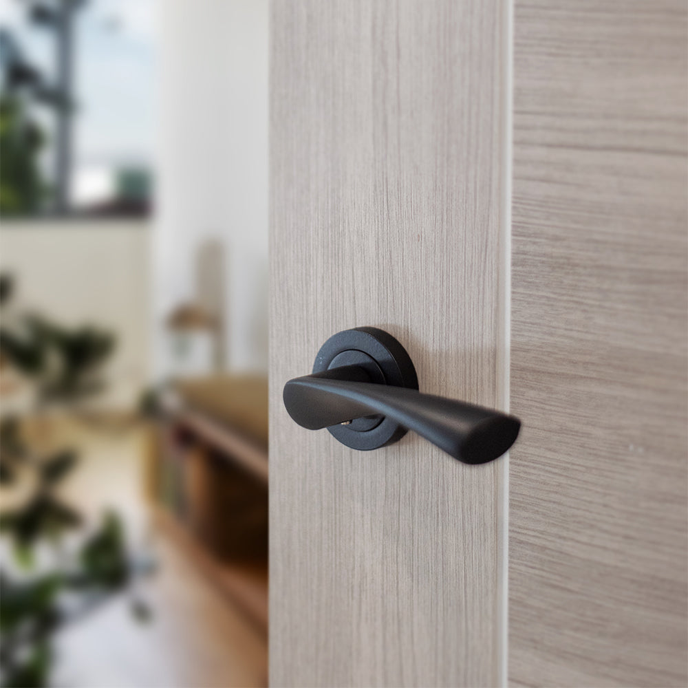 STATUS Colorado Lever Door Handle on Round Rose