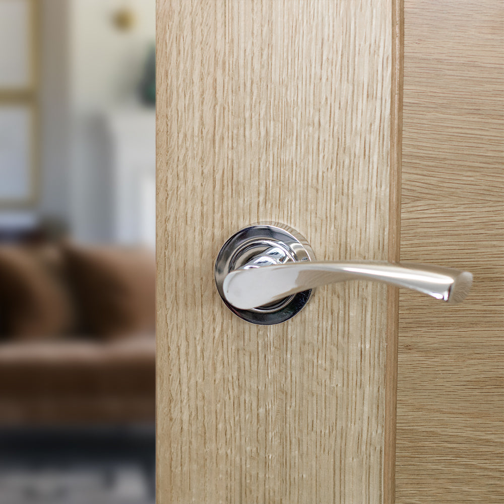 STATUS Colorado Lever Door Handle on Round Rose