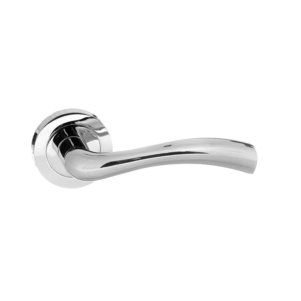 STATUS Texas Lever Door Handle on Round Rose - Polished Chrome