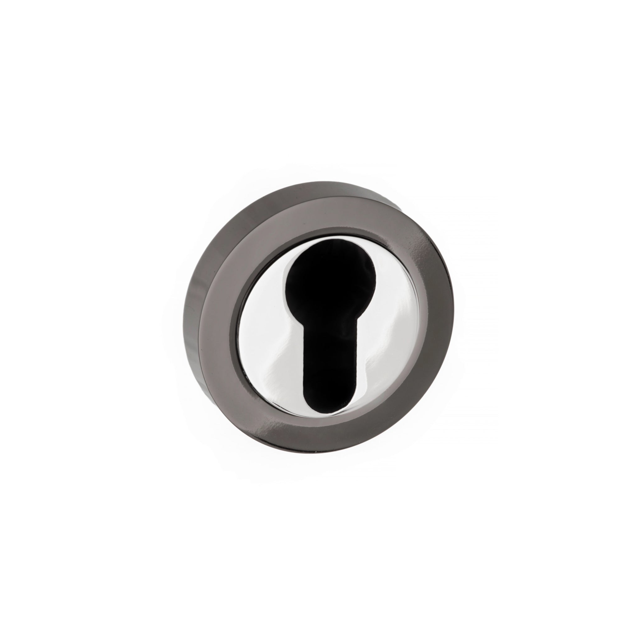 STATUS Euro Escutcheons on Round Rose - Black Nickel/Polished Chrome
