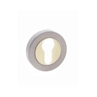 STATUS Euro Escutcheons on Round Rose - Satin Nickel/Polished Brass
