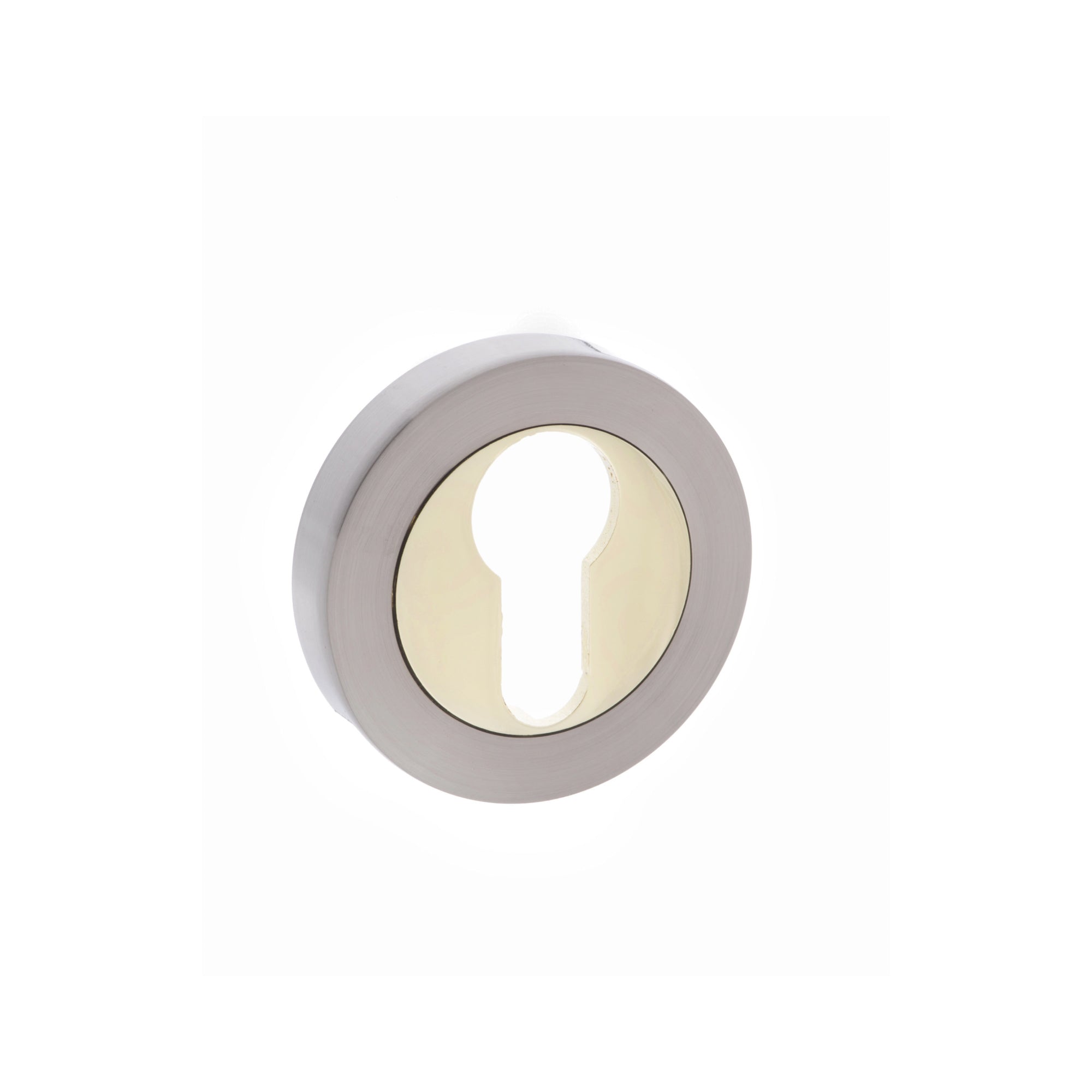 STATUS Euro Escutcheons on Round Rose - Satin Nickel/Polished Brass