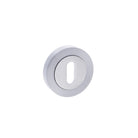 STATUS Key Escutcheons on Round Rose - Satin Chrome/Polished Chrome