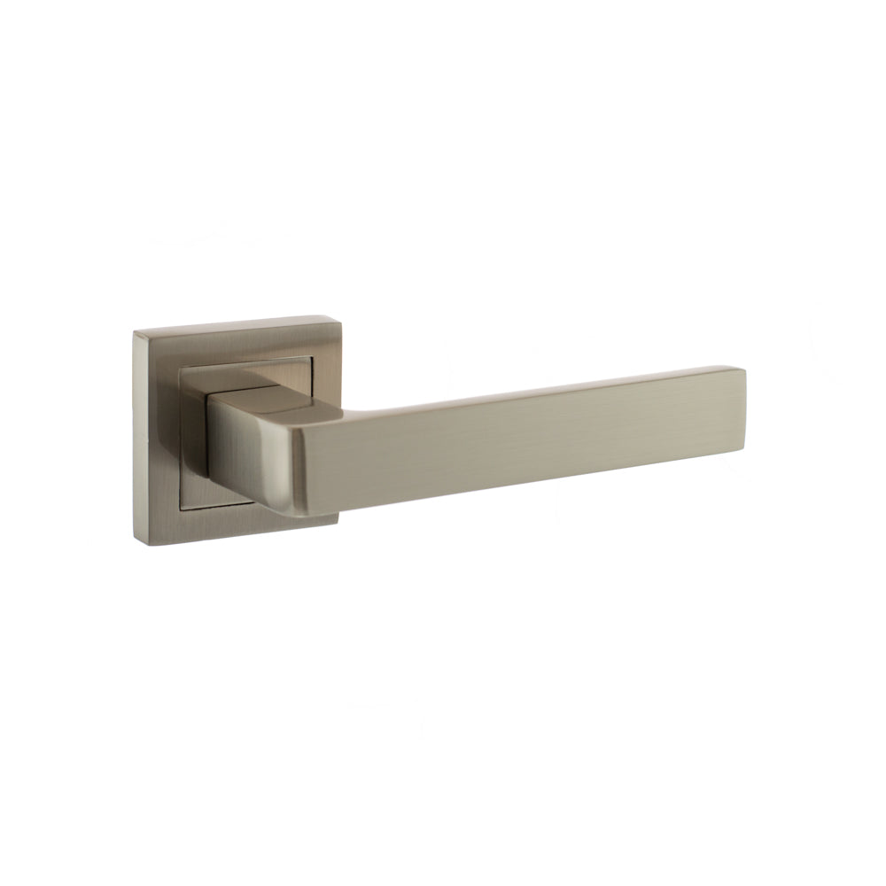 STATUS Montana Lever Door Handle on S4 Square Rose - Satin Nickel