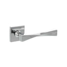 Senza Pari Guido Lever Door Handle on Flush Square Rose - Polished Chrome