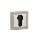 Senza Pari Euro Escutcheons on Square Rose - Satin Nickel/Polished Nickel