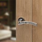 Senza Pari Crystal Lever Door Handle on Round Rose