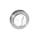 Senza Pari Euro Escutcheons on Round Rose - Satin Nickel/Polished Chrome