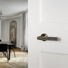 Senza Pari Andretta Knurled Lever Door Handle on Minimal Round Rose
