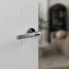 Senza Pari Fasana Linear Knurled Lever Door Handle on Minimal Round Rose