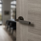 Senza Pari Rosarno Knurled Lever Door Handle on Minimal Round Rose