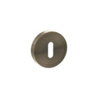 Senza Pari Key Escutcheons on Minimal Round Rose - Antique Brass