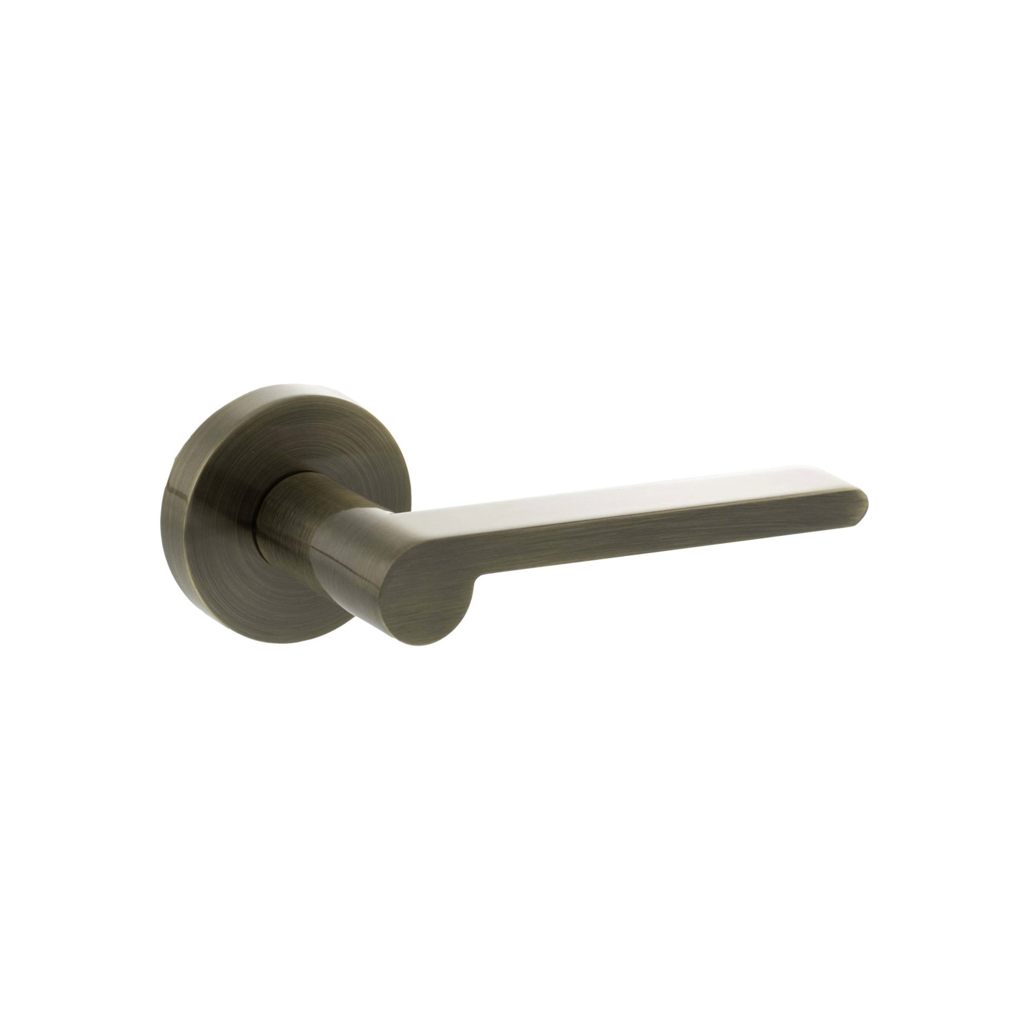 Senza Pari Darrio Lever Door Handle on Round Rose - Antique Brass