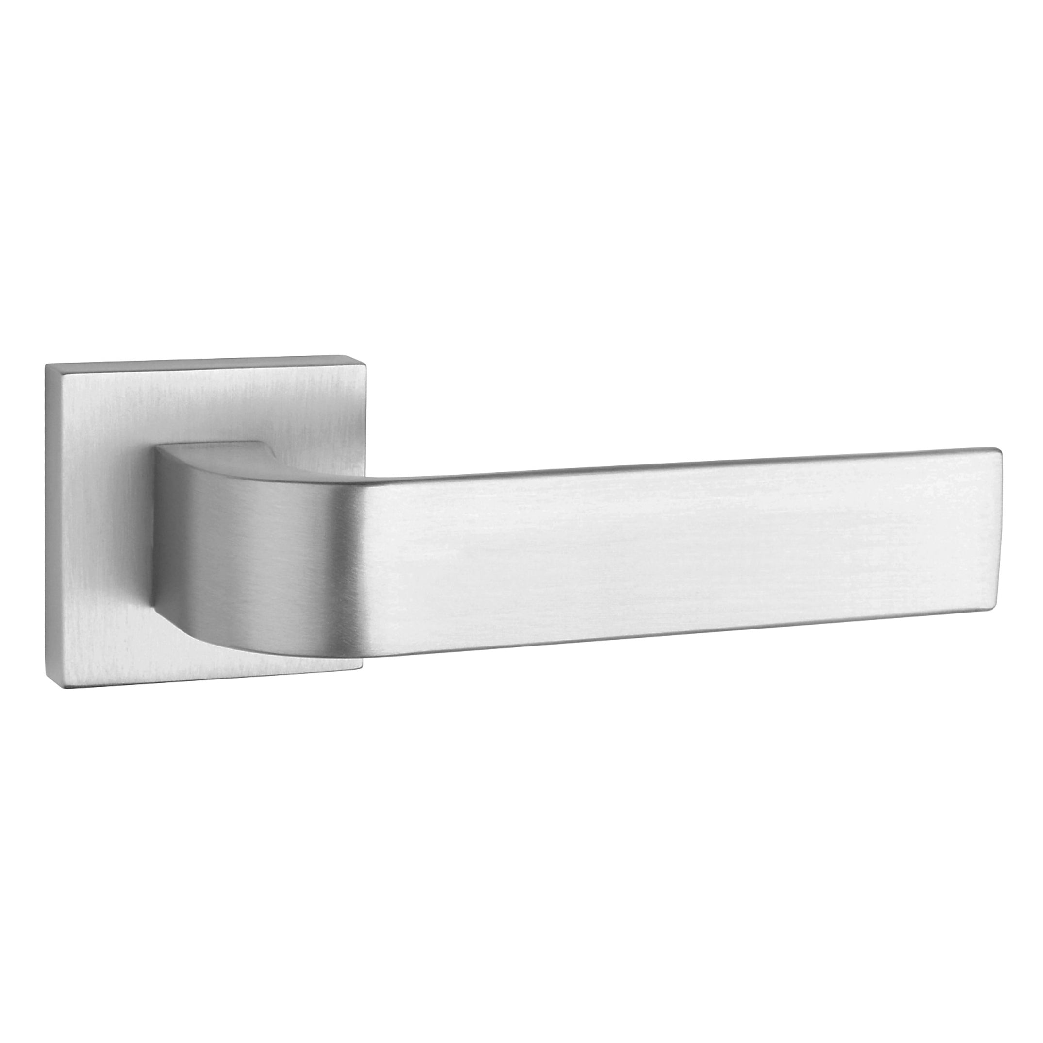 Tupai Rapido CurvaLine Turis Lever Door Handle on Square Rose - Satin Chrome