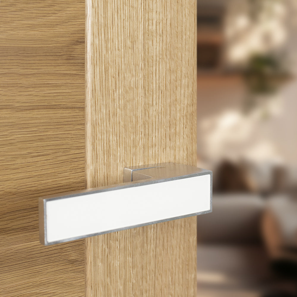 Tupai Rapido VersaLine Tobar Lever Door Handle on Long Rose - White Decorative Plate