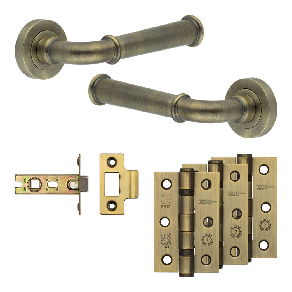 Complete Classic Door Handle Pack - Internal Doors - Antique Brass - 64mm / 3"