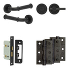 Complete Classic Door Handle Pack - Bathroom - Black - 65mm / 3" / Easy Thumb Turn & Lock
