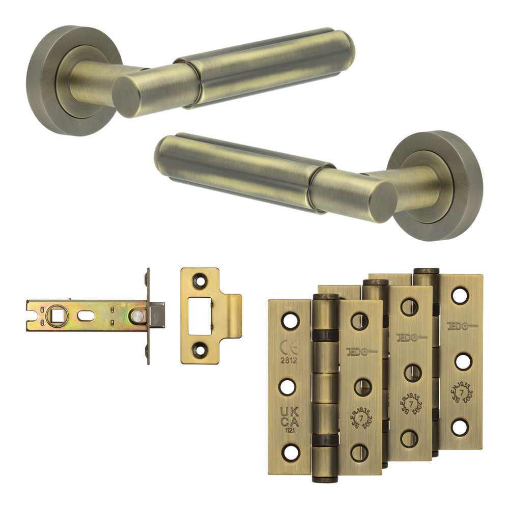 Complete Bloom Door Handle Pack - Internal Doors - Antique Brass - 76mm / 3"