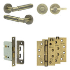 Complete Bloom Door Handle Pack - Bathroom - Antique Brass - 76mm / 4" / Easy Thumb Turn & Lock
