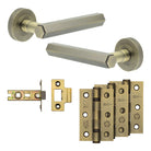 Complete Hex Door Handle Pack - Internal Doors - Antique Brass - 64mm / 3"
