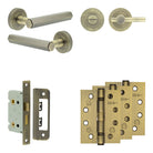 Complete Hex Door Handle Pack - Bathroom - Antique Brass - 65mm / 4" / Easy Thumb Turn & Lock