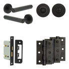 Complete Hex Door Handle Pack - Bathroom - Black - 65mm / 3" / Designer Round Turn & Release