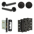 Complete Hex Door Handle Pack - Bathroom - Black - 76mm / 4" / Designer Round Turn & Release
