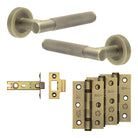 Complete Bari Door Handle Pack - Internal Doors - Antique Brass - 76mm / 3"