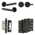 Complete Bari Door Handle Pack - Bathroom - Black - 65mm / 4" / Bari Knurled Turn & Release