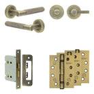 Complete Bari Door Handle Pack - Bathroom - Antique Brass - 76mm / 4" / Bari Knurled Turn & Release