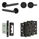 Complete Bari Door Handle Pack - Bathroom - Black - 76mm / 4" / Bari Knurled Turn & Release