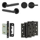 Complete Bari Door Handle Pack - Bathroom - Black - 76mm / 4" / Easy Thumb Turn & Lock