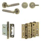 Complete Bari Door Handle Pack - Bathroom - Antique Brass - 76mm / 3" / Bari Knurled Turn & Release