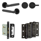 Complete Bari Door Handle Pack - Bathroom - Black - 76mm / 3" / Bari Knurled Turn & Release