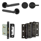 Complete Bari Door Handle Pack - Bathroom - Black - 76mm / 3" / Easy Thumb Turn & Lock