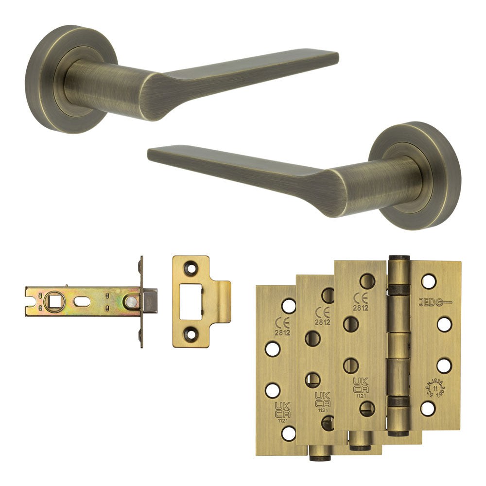 Complete Gio Door Handle Pack - Internal Doors - Antique Brass - 76mm / 4"