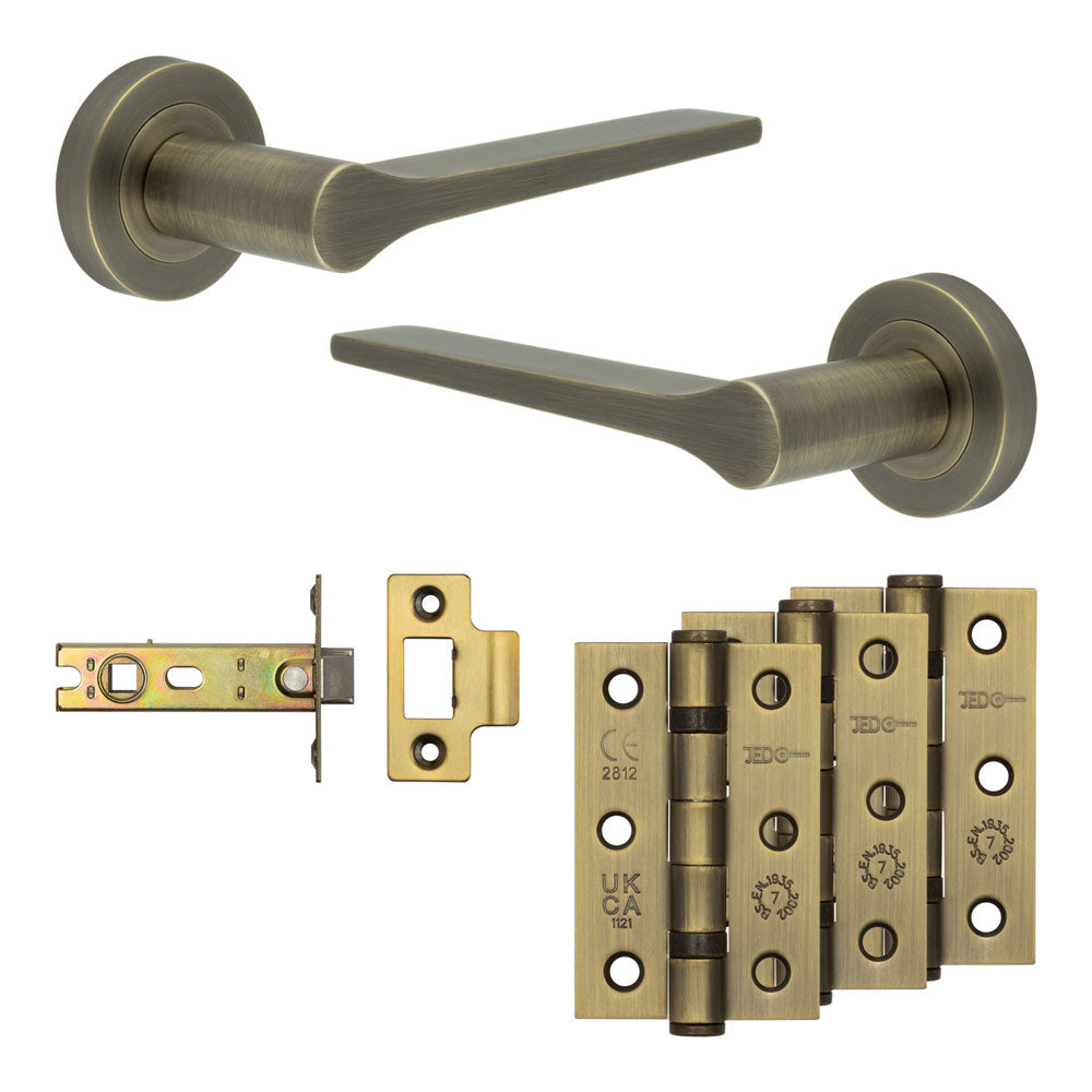 Complete Gio Door Handle Pack - Internal Doors - Antique Brass - 76mm / 3"