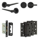 Complete Gio Door Handle Pack - Bathroom - Black - 65mm / 4" / Easy Thumb Turn & Lock
