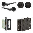 Complete Gio Door Handle Pack - Bathroom - Black - 65mm / 3" / Designer Round Turn & Release