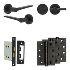 Complete Gio Door Handle Pack - Bathroom - Black - 76mm / 4" / Easy Thumb Turn & Lock
