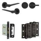 Complete Gio Door Handle Pack - Bathroom - Black - 76mm / 3" / Easy Thumb Turn & Lock